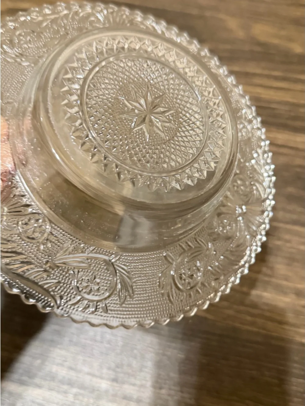 Clear Pressed Glass Decorative Serving Bowl - Clear - Picture 5 of 8
